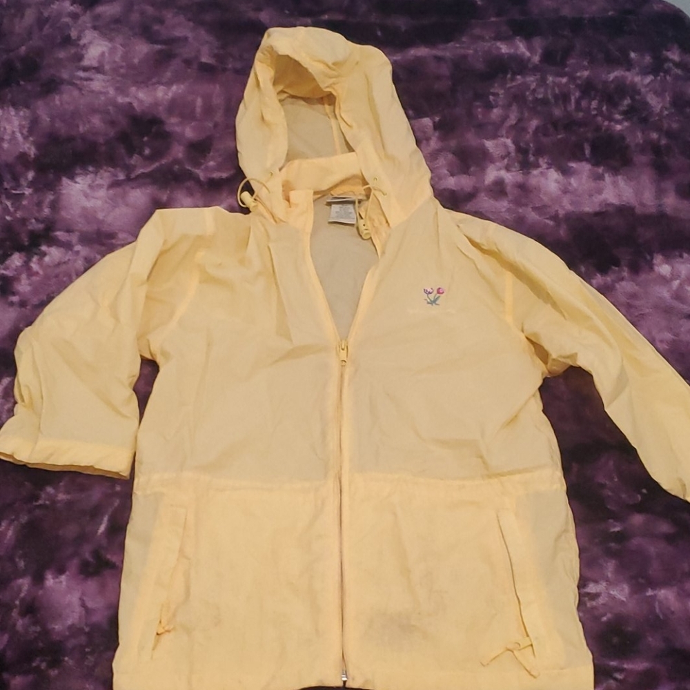 Yellow, floral, rain jacket / coat